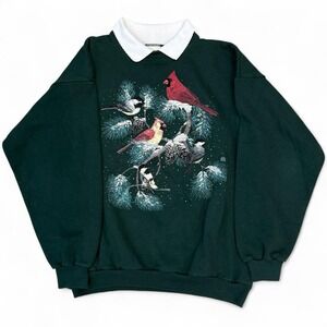Vintage 1992 Cotton Grove Green Sweatshirt Women's Large Made In USA Grandma 90s